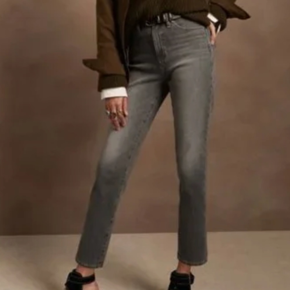 ❤️ Banana Republic Girlfriend Jeans Gray Charcoal boyfriend relaxed midrise